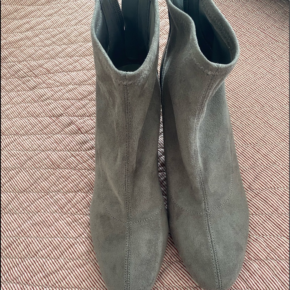 Bandolino Gray Suede Ankle Booties